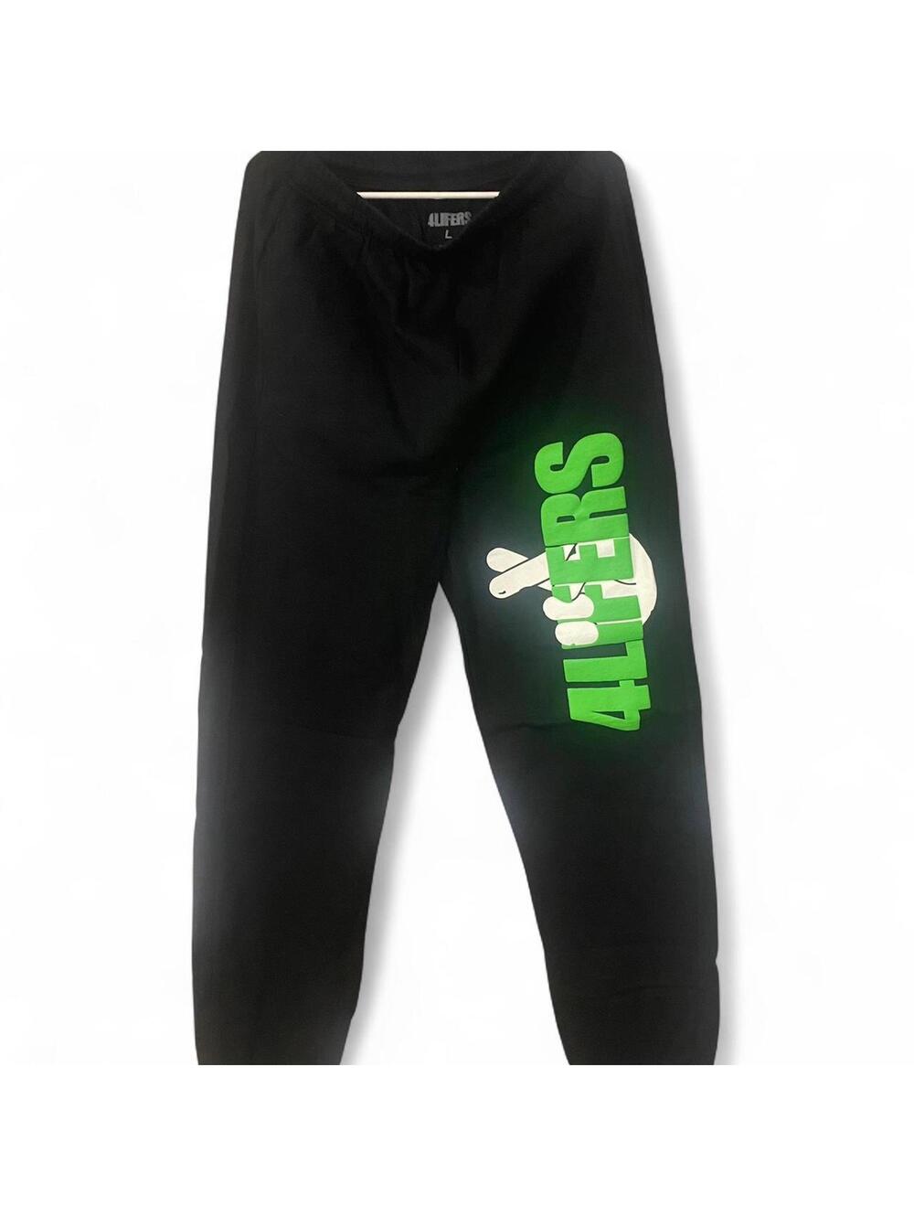 4 Lifers Druski Black Graphic Logo Joggers - Large